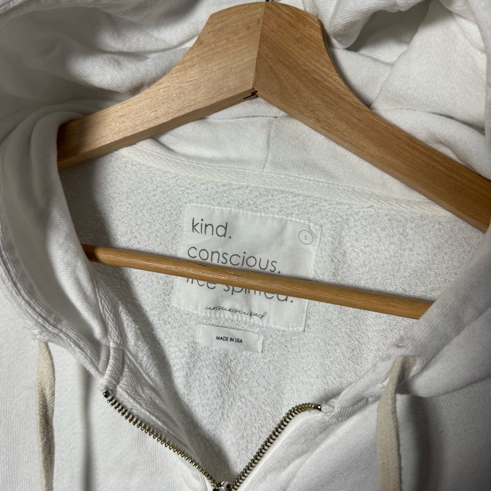 Unsubscribed 100% cotton zip up hooded sweatshirt white size small - Picture 2 of 5